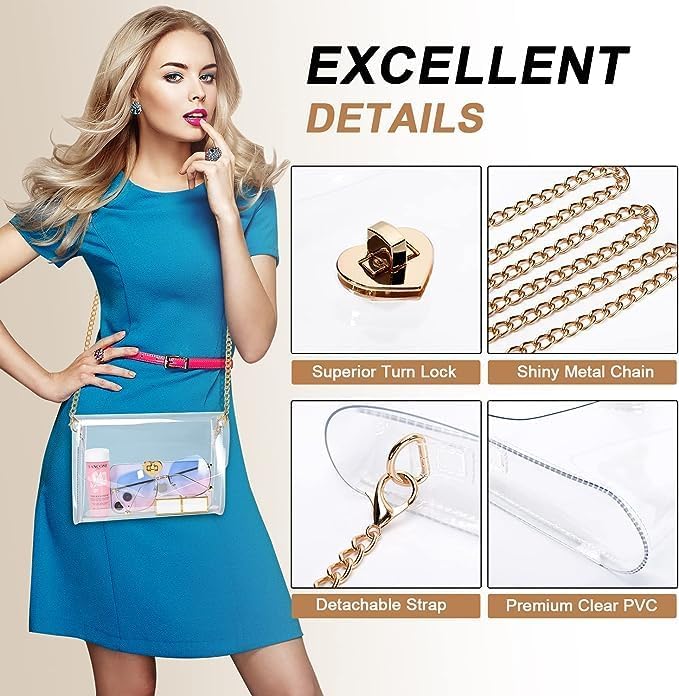 Bitjoy Clear Bag for Stadium Events Approved - Clear Purse for Women Stadium Crossbody - Small Transparent Plastic Concert Bag - Image 5