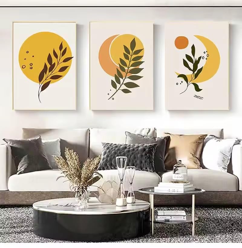 Tableau abstrait minimaliste bohème sur toile grand format géométrique