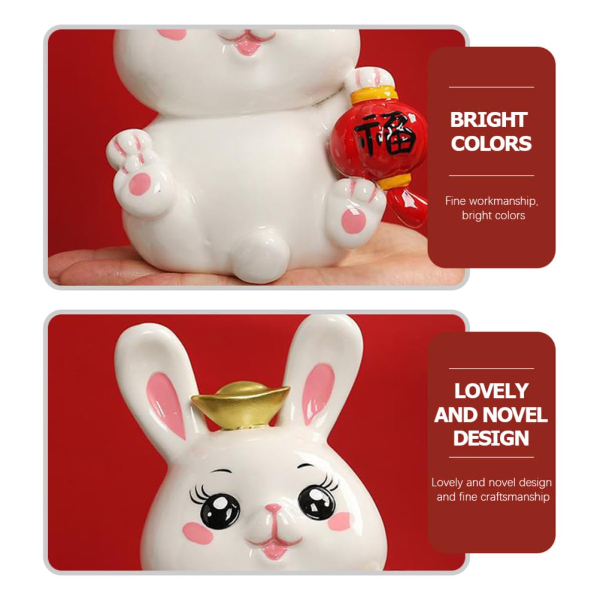 Tirelire Favorise Gestion Financière Lapin Adorable en Céramique Rangement de Pièces, Décoration Simple pour Garçon et Filles pour Chambre ou Bureau