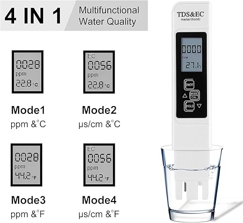Miniatura 2 de diymore Probador de calidad del agua, preciso y confiable, medidor TDS, medidor digital de agua, pantalla de retroiluminación LCD, medidor digital