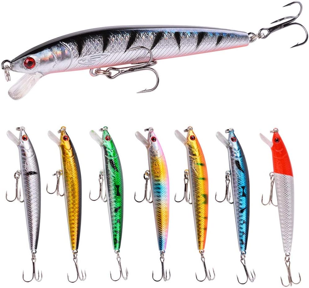 Saltwater Fishing Lures Squid Laser Salwater 3D Minnow Fishing Lures Salt Swimbait Wobbler Style-2:8pcs 10cm/8.5g