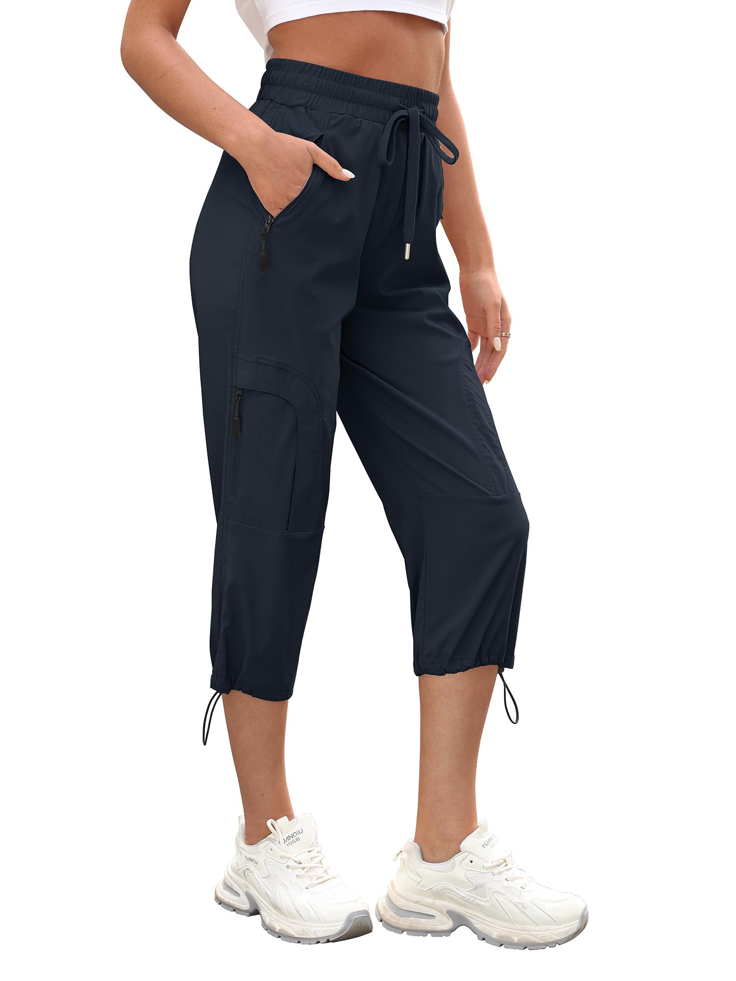 StylSense Caprihose Damen Sommer Casual 3/4 Hose Atmungsaktiv Outdoor Jogginghose Wanderhose Stretch Leichte Sommerhose mit Taschen