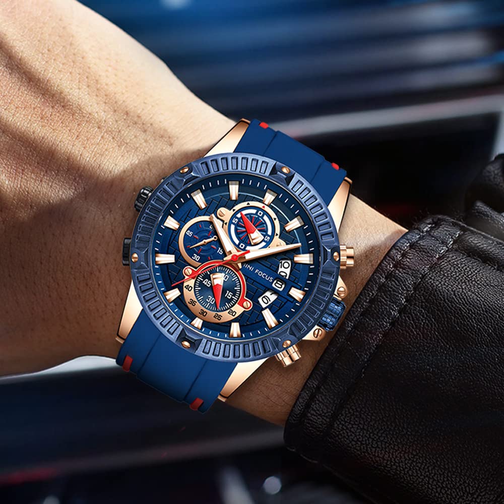 AIMES Orologio da uomo casual con cronografo, impermeabile, sportivo, militare, analogico, movimento al quarzo, elegante orologio da polso elegante regalo per uomo
