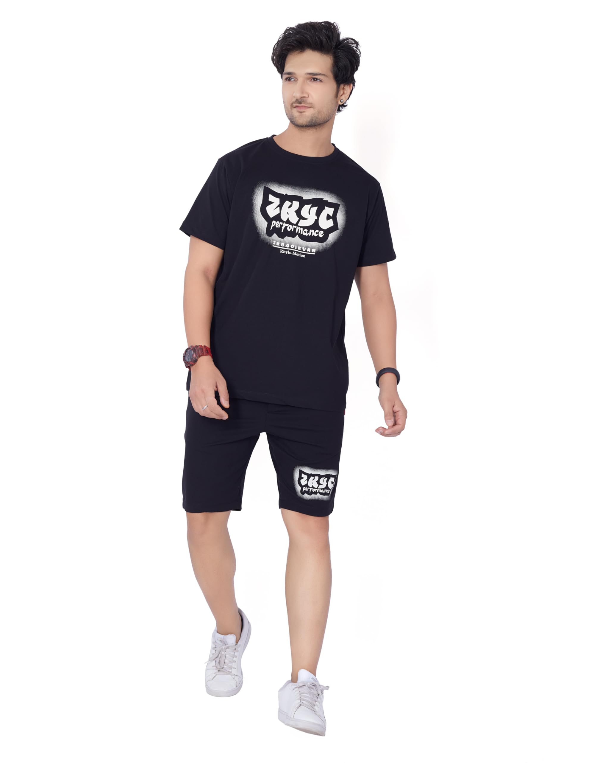 weet Cotton T-Shirt and Shorts Set for Men,Night Wear for Men,Men's Pyjama Set M113-picture-53