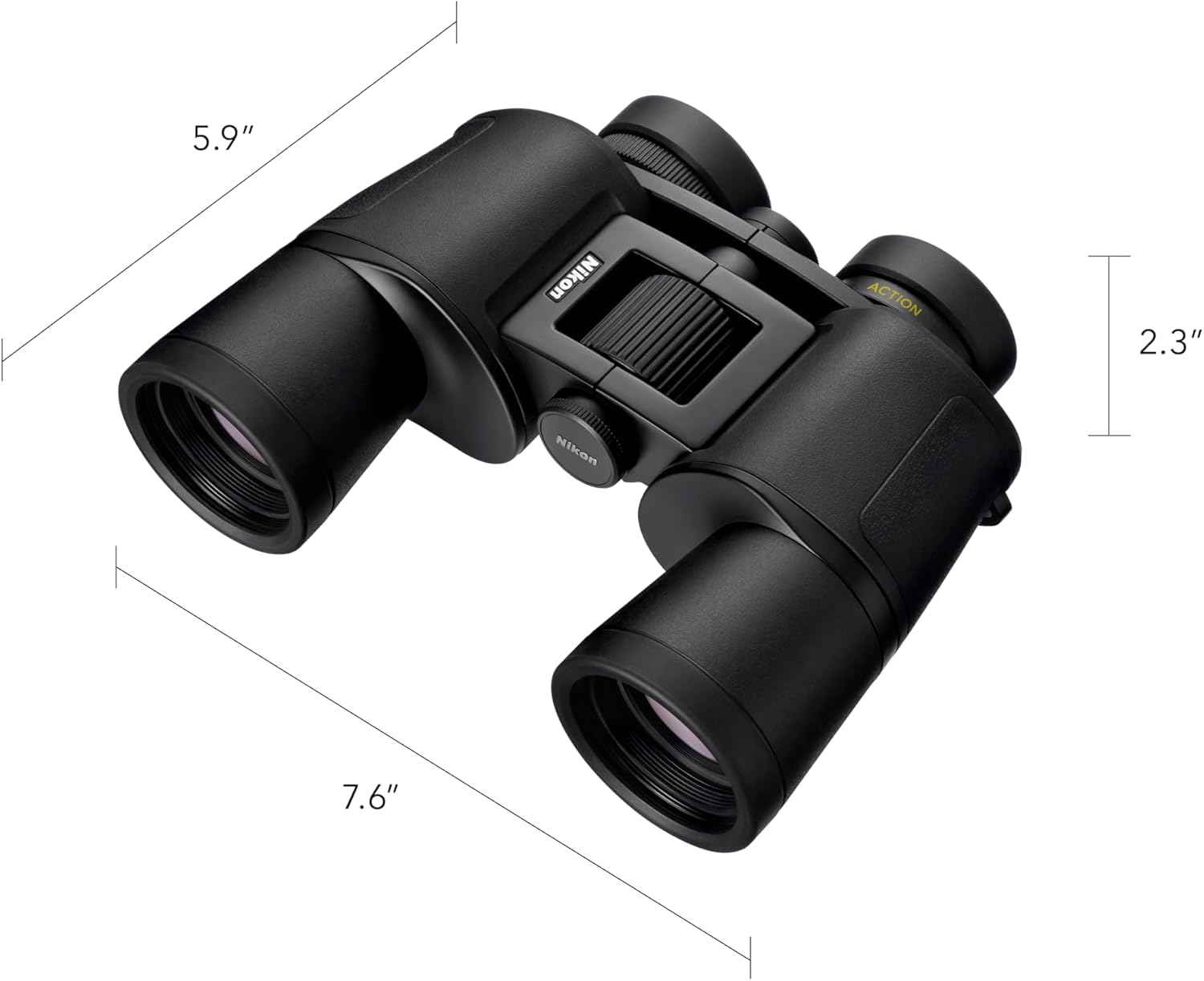 Nikon Binocolo Action 8x42 | Ottica Nikon multistrato con rivestimento luminoso, ampia vista, potenza 8x, oculari regolabili Turn-and-Slide e design Porro-Prism pronto per treppiedi