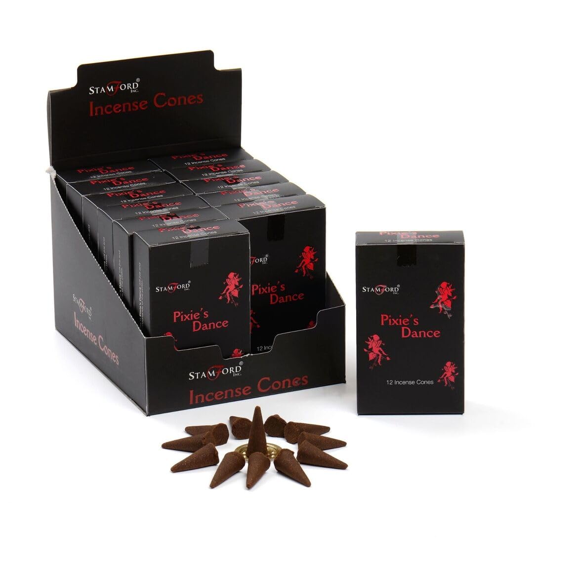 Stamford Black Incense Cones Pixies Dance - 12 Packs x 15 Cones