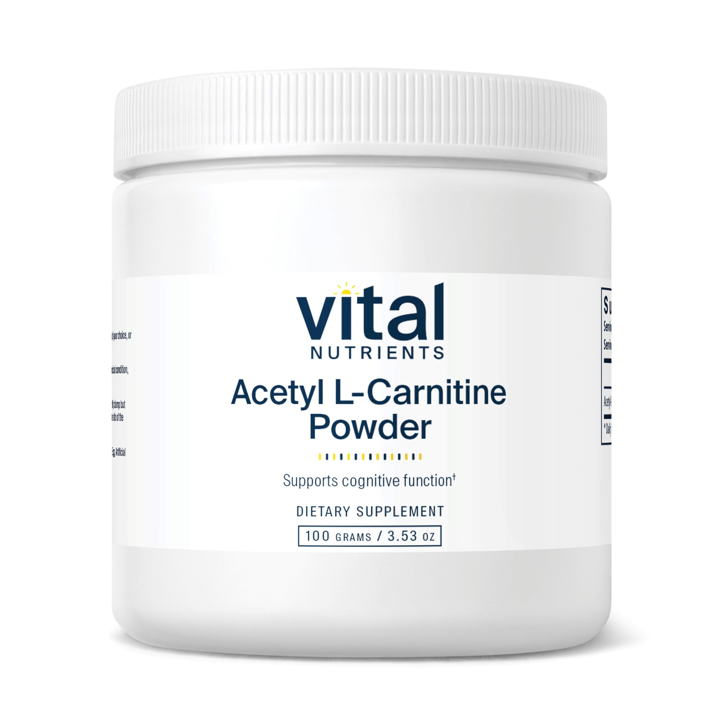 Vital Nutrients Acetyl L-Carnitine Powder | Brain, Memory, and Cognitive Support Supplement* | Vegan | Gluten, Dairy, Soy Free | Non-GMO | 100 Grams