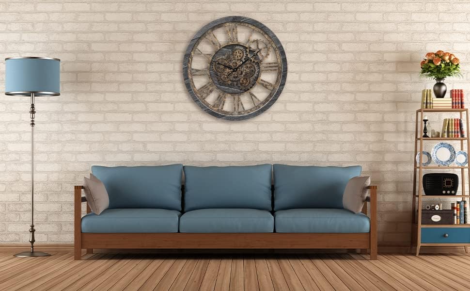 Miniatura 6 de HOIBAI Reloj de pared, relojes de pared grandes para decoración de sala de estar, 18 pulgadas, funciona con pilas, silencioso, sin tictac, moderno,