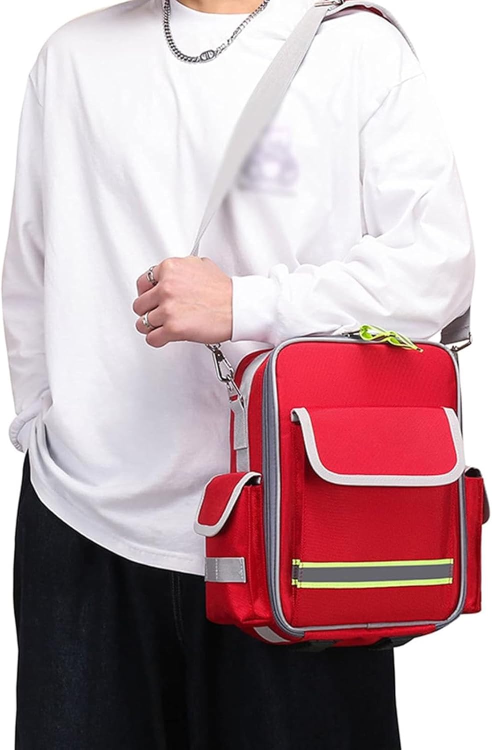 First Aid Bag Empty, Emergency Medical Backpack with Reflective Design, for Travel, Home, Office, Car, Camping, Multi Pocket Evacuation