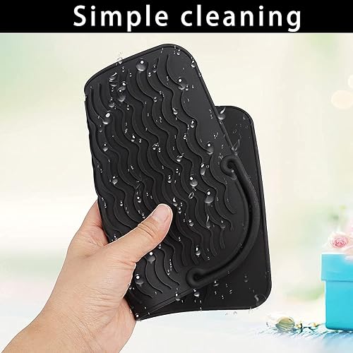 Miniatura 6 de Alfombrilla de silicona resistente al calor para herramientas capilares, alfombrilla de hierro plano rosa, alfombrilla de rizador negra, alfombrilla