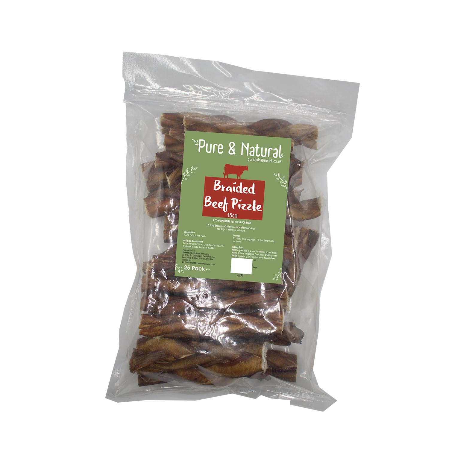 Pure & Natural Braided Bull Pizzle Sticks for Dogs, Natural Dog Chews & Bully Sticks, Hypoallergenic, Low-Fat