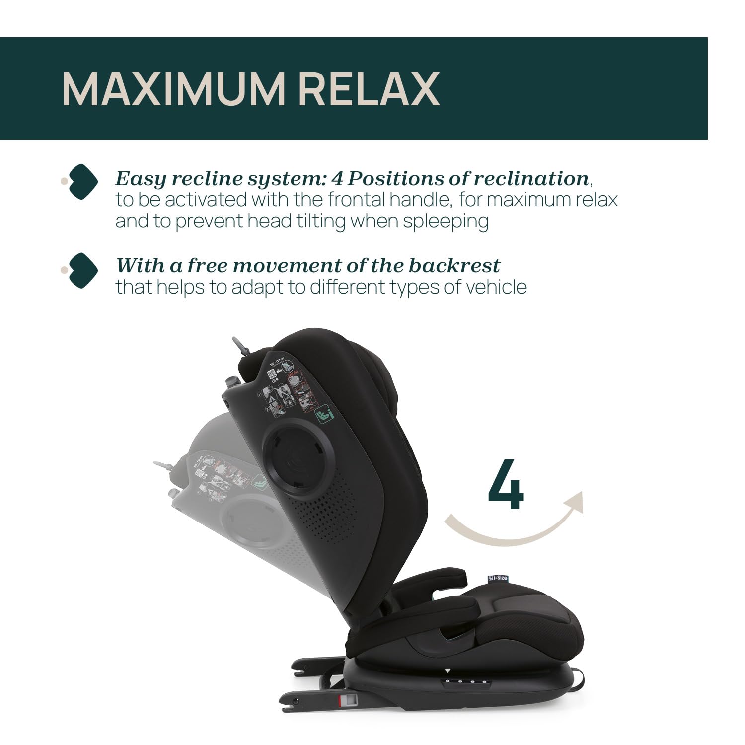 Chicco Fold&Go S i-Size (ECE R129/04), Silla de coche 100-150 cm, con Conectores Rígidos Isofix, Niños 3-12 años, Reclinable y Plegable, Protección Lateral, Altura y Asiento Regulables