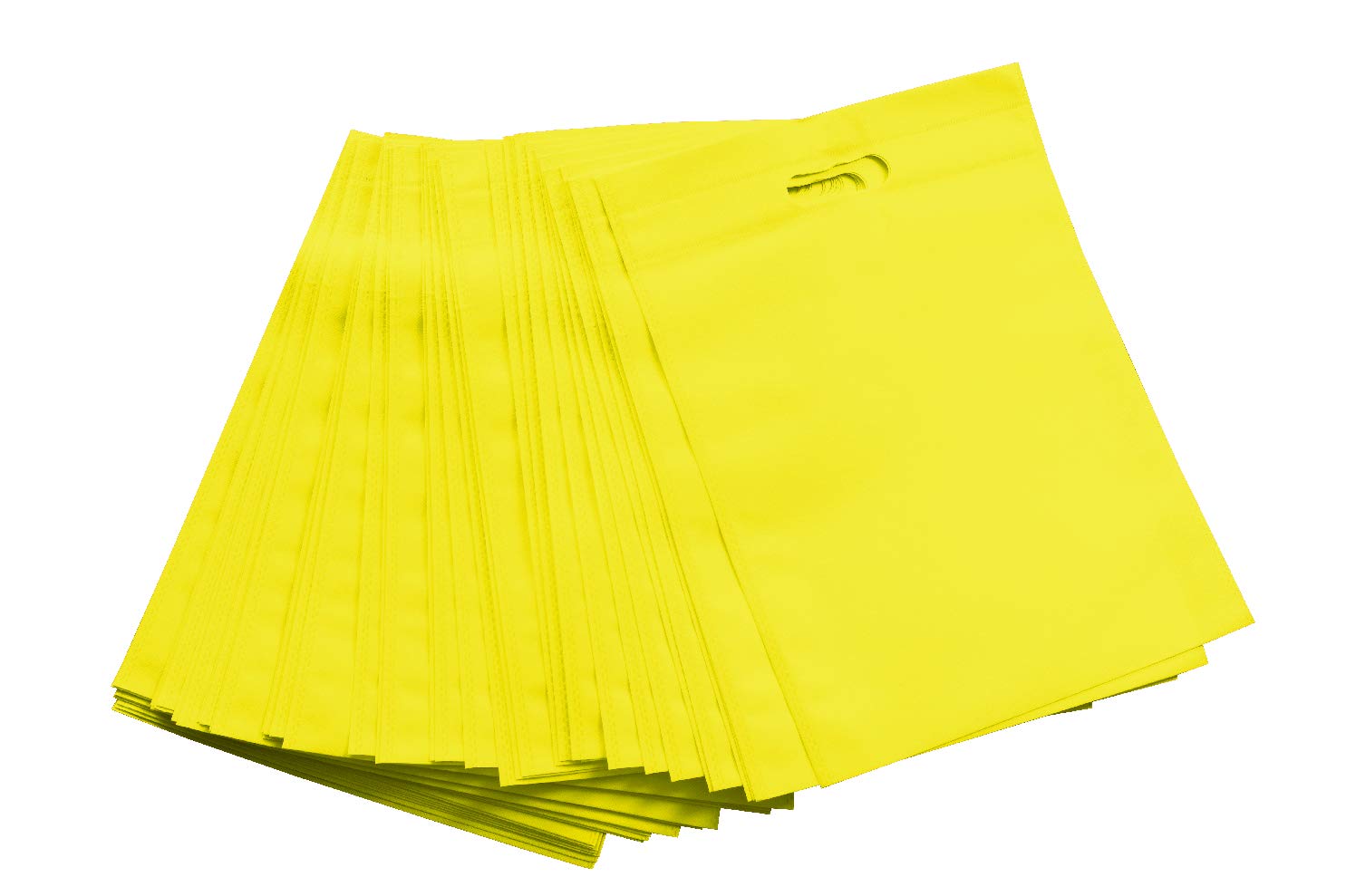 Krupa Enterprise 10x14 Inch Lemon Yellow D-Cut Cloth Carry Bag Pack of 50 | Eco Friendly Handle Shopping | Reusable Gift Daily Use | Lightweight Durable Grocery Tote | Business Retail Bulk