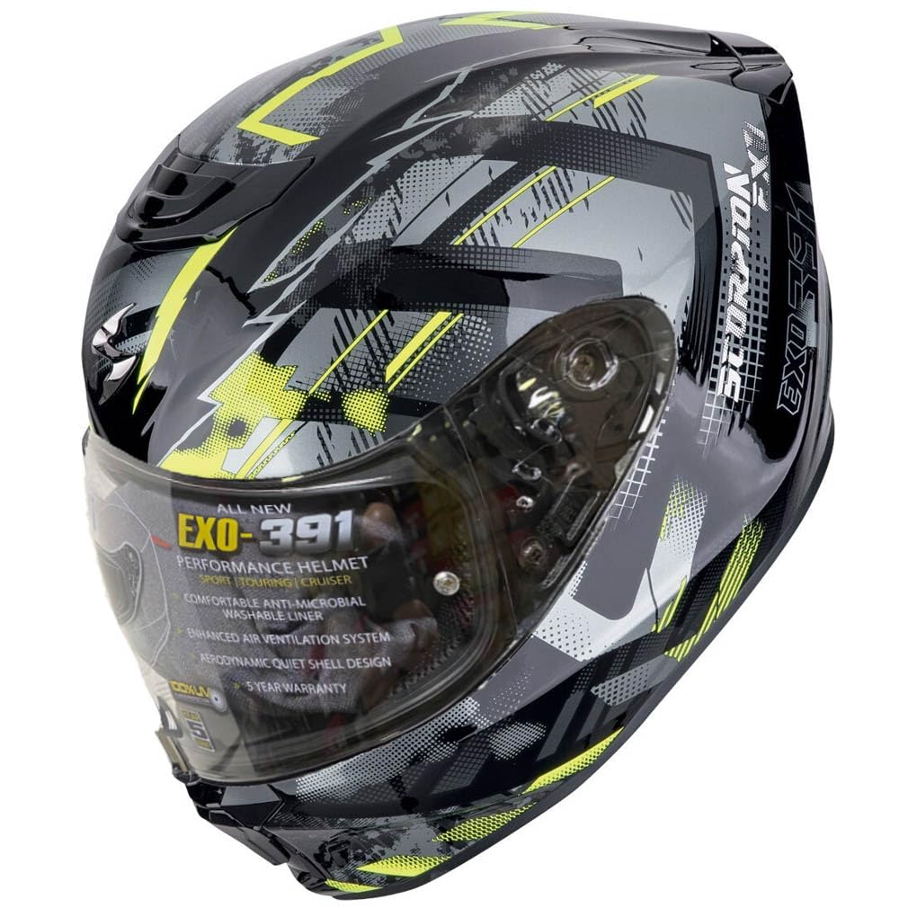 Scorpion Exo-391 Clutter Amarillo | Casco de Moto Integral Unisex Hombre y Mujer Homologado ECE 22.06