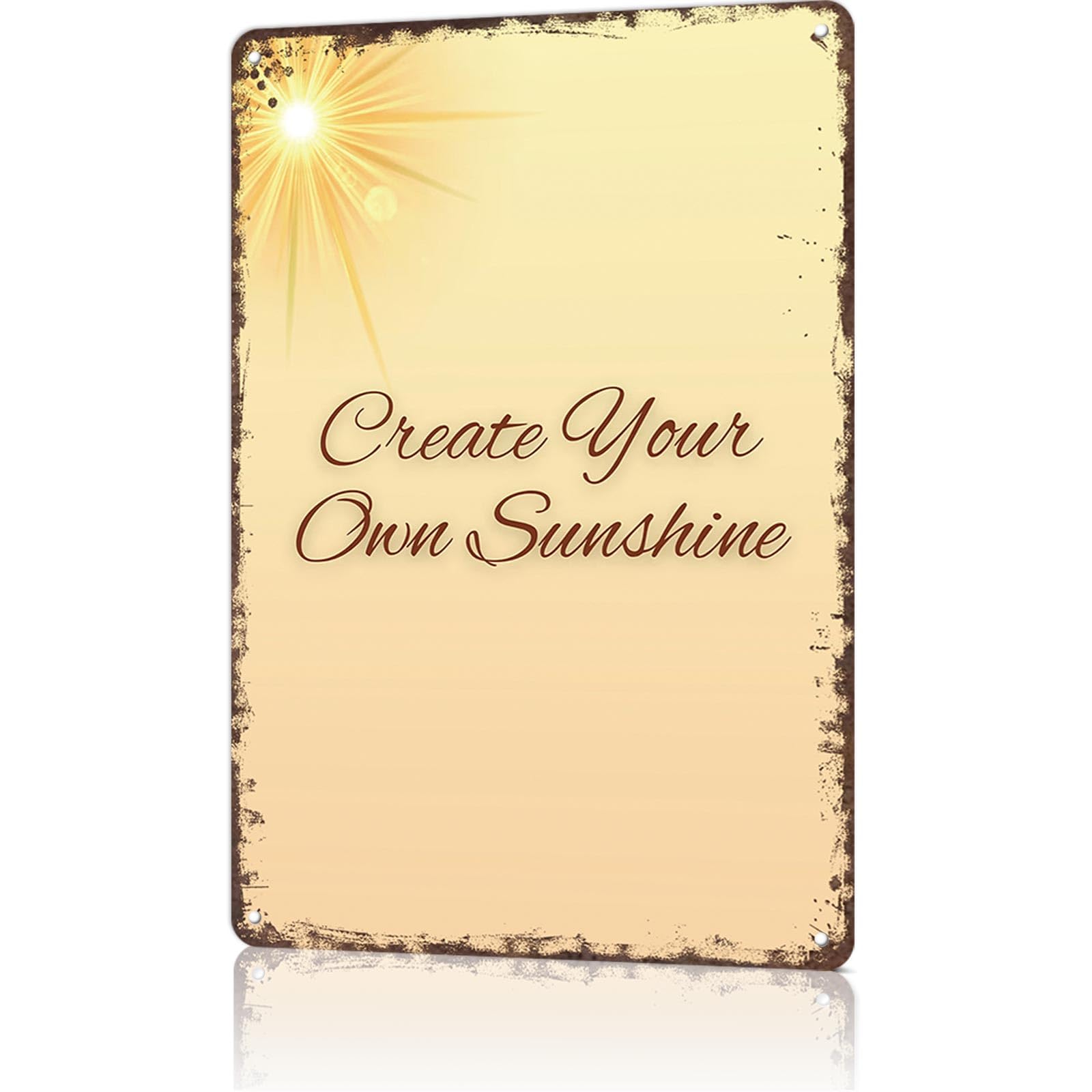 KWQDOZF Vintage Metal Signs Create Your Own Sunshine – Uplifting Positivity Funny Tin Sign Poster Wall Art For Home Room Bedroom Office Decor 8x12inch