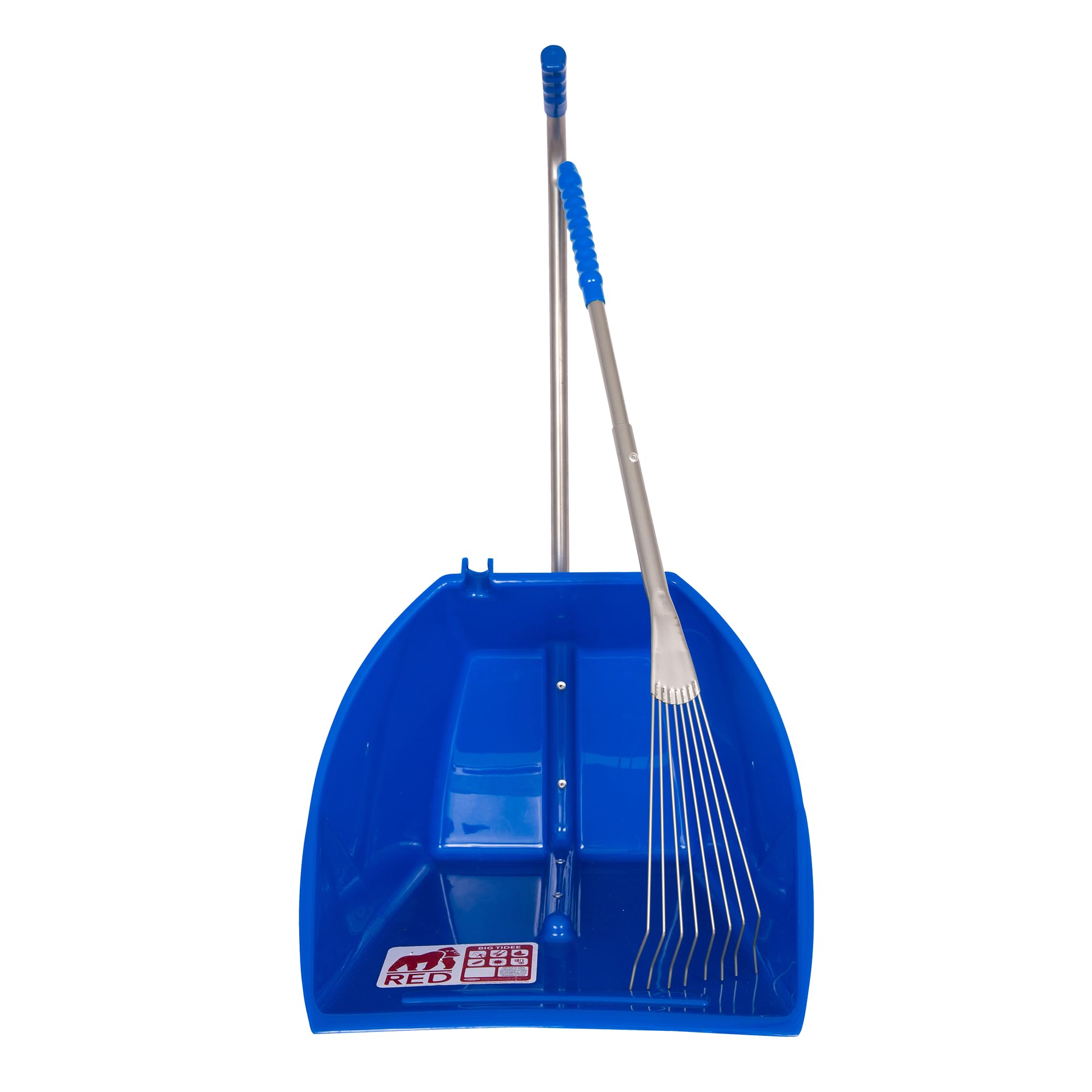 Red Gorilla 80cm Big TIDEE with Long Metal Rake Horse Manure Shovel Scoop Multi Purpose Large Lightweight Dustpan for Paddock Stable Horsebox Equestrian or Garden Waste Leaf Rake