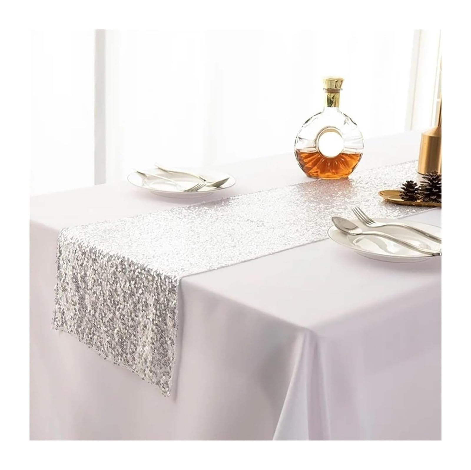 PZOFERLIN Table flag Multicolor Sequin Table Runner 30X180-275cm Wedding Party Decoration(Color 2,30X180cm)