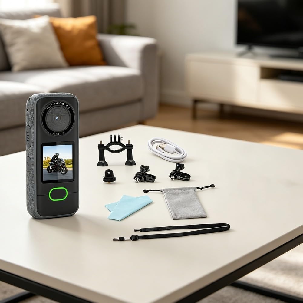 4K Dual Lens Action Camera, Touchscreen, Controllo App | Sensore Sony da 20 MP, touchscreen IPS da 1,4", anteprima in tempo reale dell'app, corpo in ABS, ideale per ciclismo e