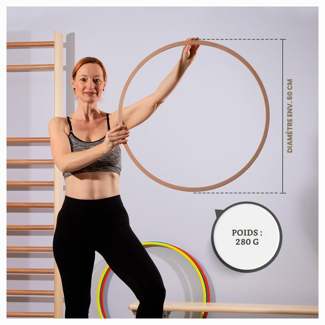 Sport-Tec Cerceau de Gymnastique en Bois - Entraînement, Fitness, Perte de Poids - 60 cm