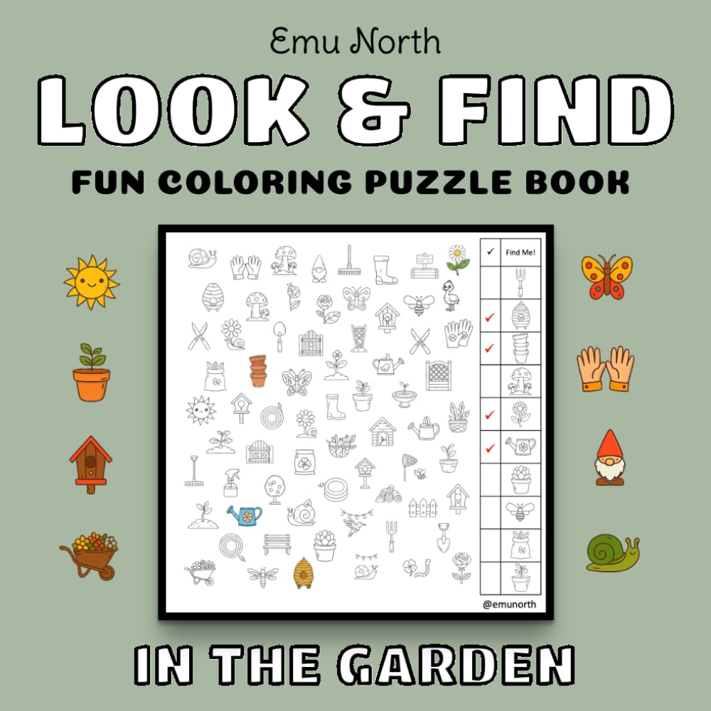 Look and Find: In the Garden - Fun Coloring Puzzle Book [USA] (Look and Find Books)