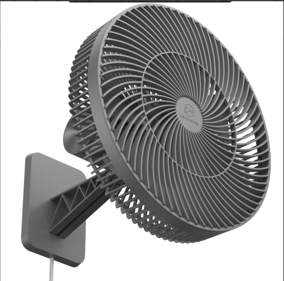 12" Wall-Mounted Oscillating Fan with Remote & Timer, Compact Bedroom/RV Fan - 4 Speeds, Quiet 90°Rotation, Adjustable Tilt, 8.2 ft Cord for Bathroom & Home Cooling, Include Adapter, Easy to Clean