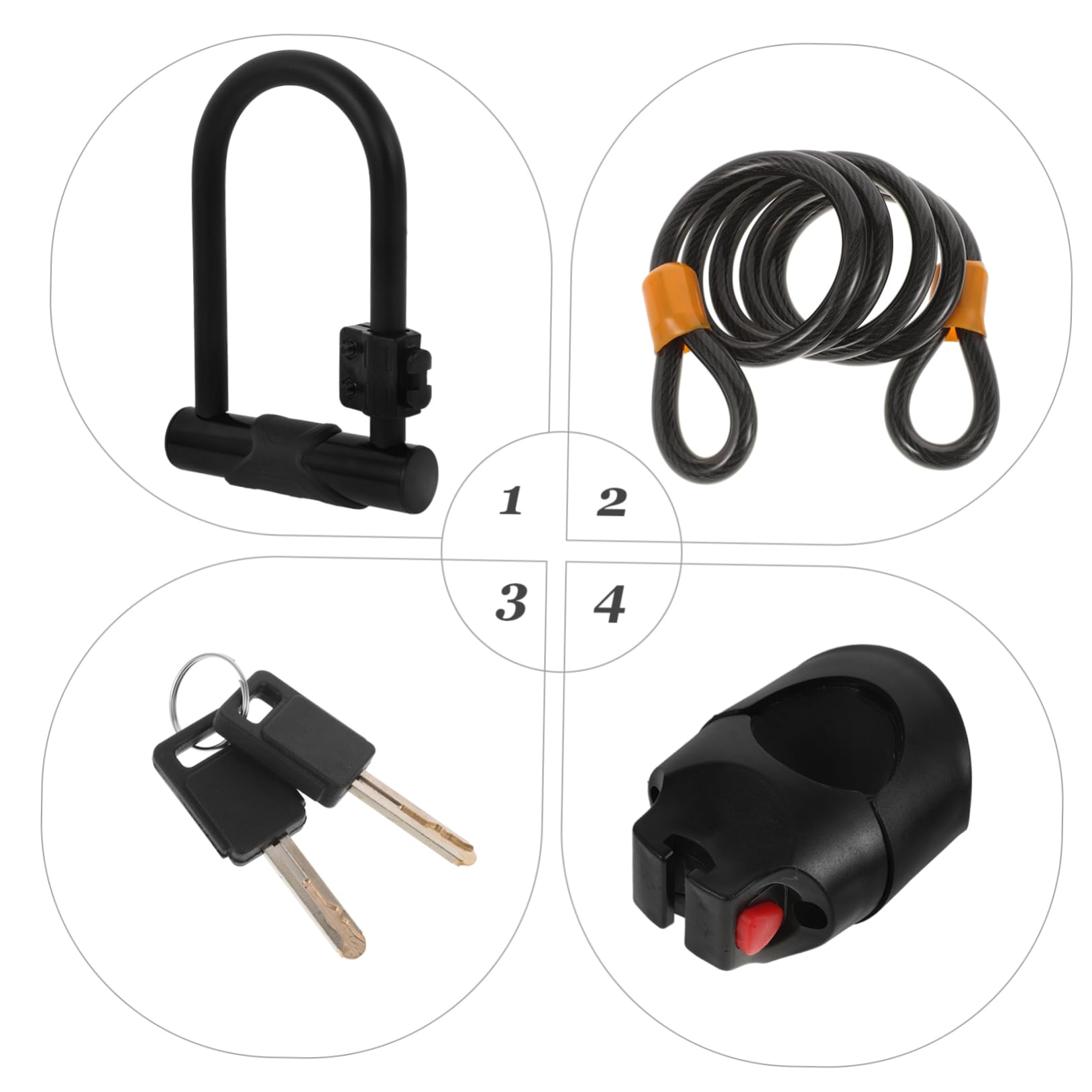 Antivol Vélo U avec Câble en Acier, Noir, Sécurité Extérieure | Revêtement Pvc, Système à Double Verrouillage, Format Voyage, Usage Cyclisme et Extérieur