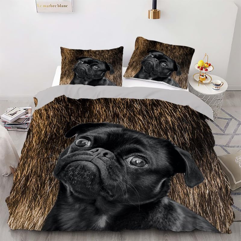 Funda nórdica 155x220cm suave de microfibra 110g/m² con funda almohada de perros