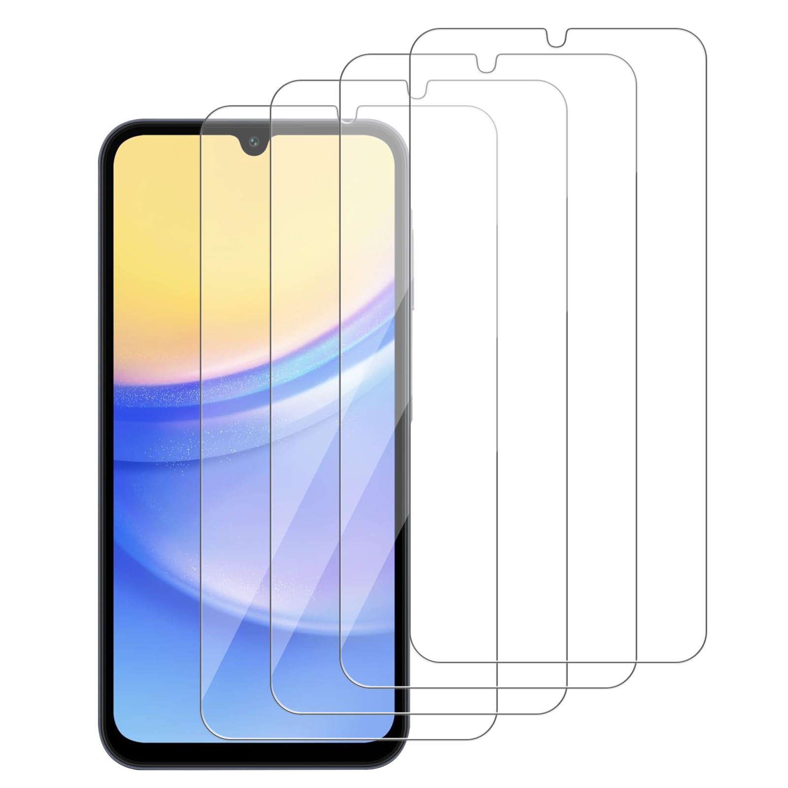 Photo 1 of iCsapr 4 Pack Glass Screen Protector Compatible for Samsung Galaxy A15 5G /A15 4G 6.5 Inches [9H Hardness]-HD Screen Tempered Glass, A156M/DSN 6.5",Scratch Resistant,Easy Install A156u SM-A156vl