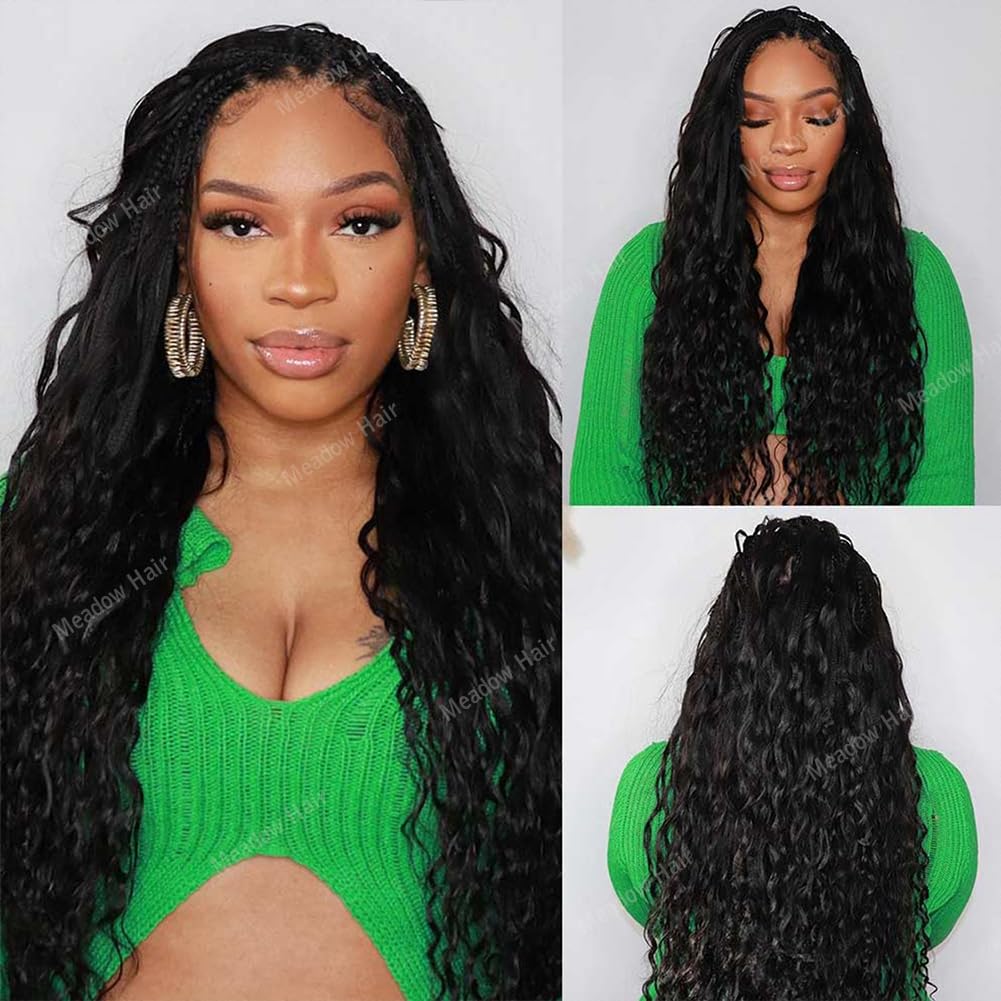 Feather Crochet Human Hair Extensions For Boho Braiding Braizlian Virgin Hair Deep Wave Knotless Braids Hair Bundles Pre Separated Invisible Upgrade Bulk Hair for Black Women Meadow Hair
