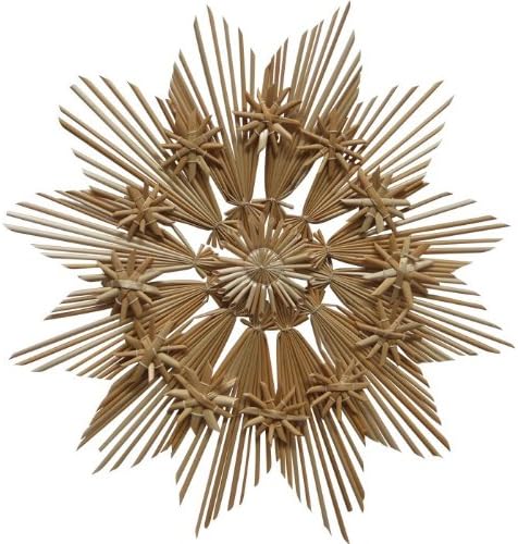Christmas Straw Ornament - Large Elaborate Star 11 inches in Diameter, 12-Sided Star/Snowflake