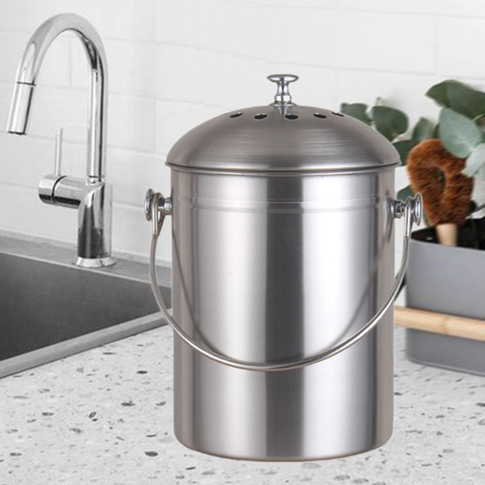 KESOTO Contenitore per Il Compost in Acciaio Inossidabile Peel Contenitore per Il Compost Riciclabile per Il Bancone della Cucina