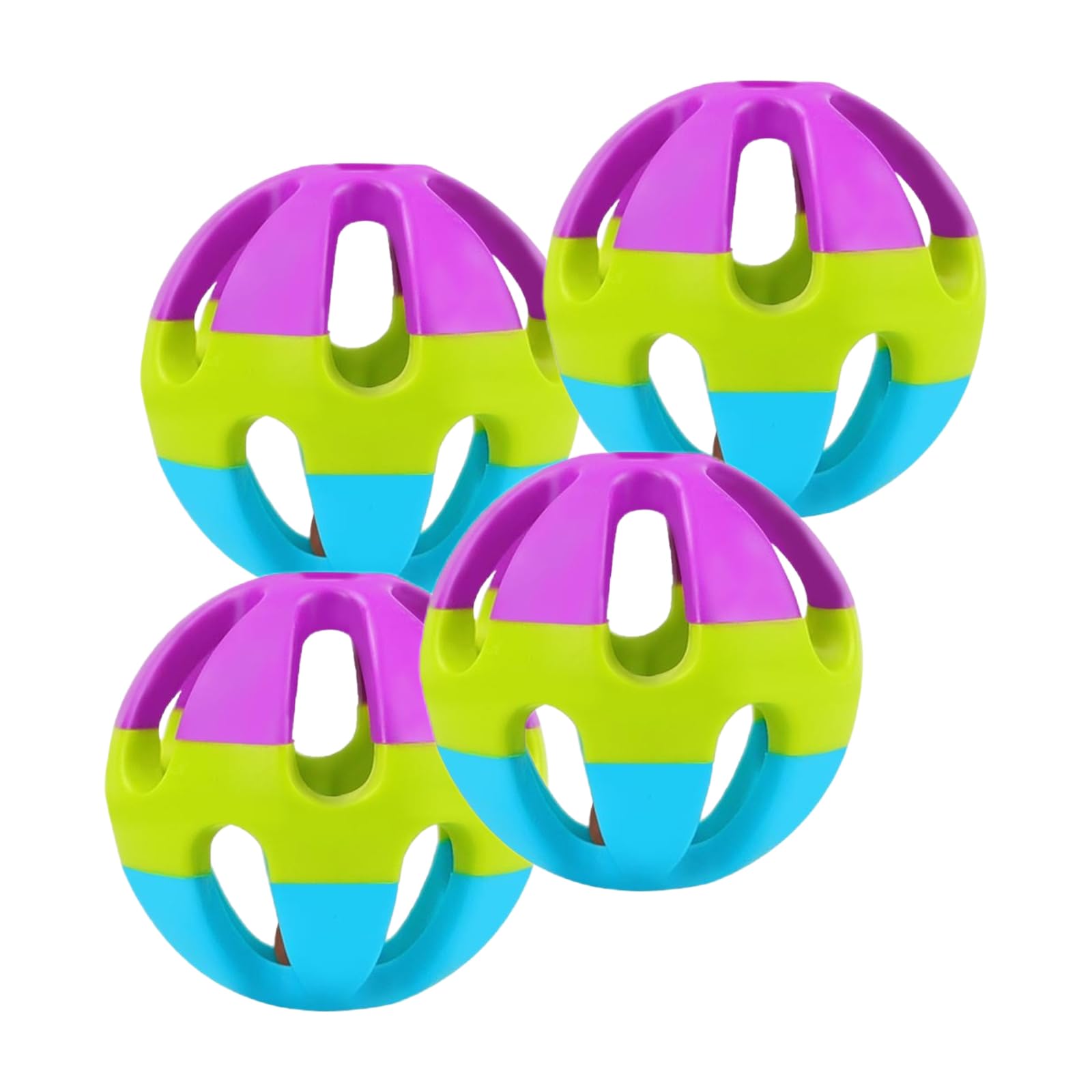 KERKERTEENA 4 Pack Pet Parrot Toy Bird Bell Ball Colorful Birds Ball with Bell for Small Pets Puppies Cats Parrots or Hamsters
