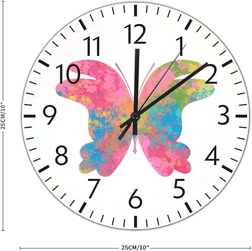 Miniatura 16 de ArogGeld Reloj de pared de PVC con mariposa multicolor, relojes con números para amantes de la mariposa, silencioso, sin tictac, funciona