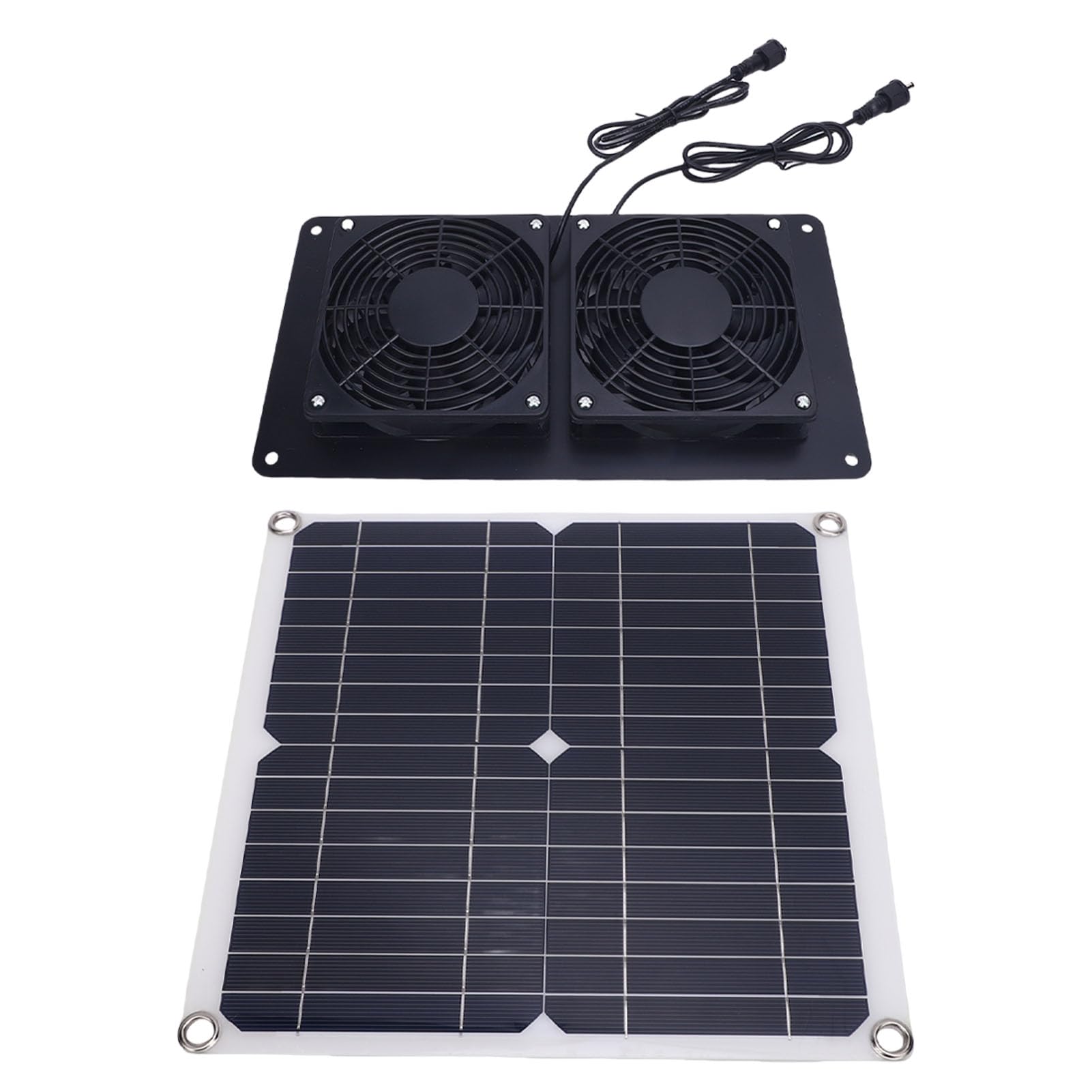Ventilatore Solare con Doppie Pale, 12W 18V, per Serre | Kit pannello solare monocristallino, ventola di ventilazione per pollaio, cuccia per animali, serra, capannone