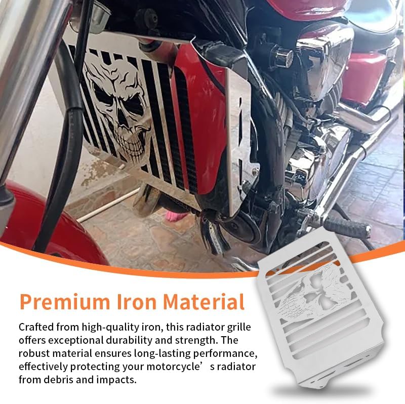 New Radiator Cover Guard Grill Grille Shrouds Cooler Protector Compatible With Honda Magna VF 750 VF750 1994-2004 (Skull)