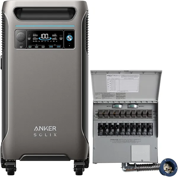 Anker SOLIX F3800 120V/240V Home Backup Kit, 3840Wh Portable Power Station with Transfer Switch Kit, 6000W AC Output, Solar Generator for Home Use, RV, Emergencies, Power Outages, Outdoor Ca