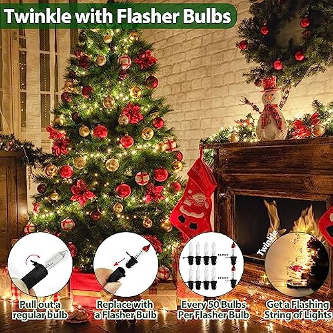 Clear Christmas Lights 50FT 200 Count Incandescent Bulbs Warm White Mini Lights with Black Wire for Christmas Tree, Garland, Wedding, Party, Home, Indoor & Outdoor Festival Decoration