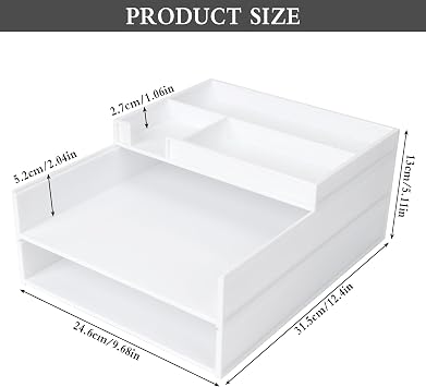 Dadabig A4 Desk Organiser 3-Tier Stackable Document Tray Letter Tray for Office School Office (White)