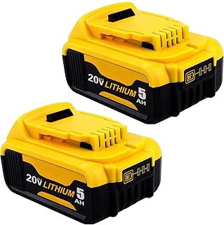2 Packs 5.0Ah Lithium Ion 20 Volt DCB206 Batteries Compatible with Dewalt 20V Max Battery DCB201 DCB203 DCB204 DCB206 DCB207 DCB181 DCB180 DCD/DCF/DCG/DCS Series Tools