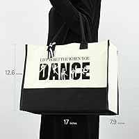 Vista 3 de Bolsa de mano de regalo para mujer, bolsa de lona impermeable, bolsa de playa, regalos divertidos de cumpleaños para niñas bailarinas amantes