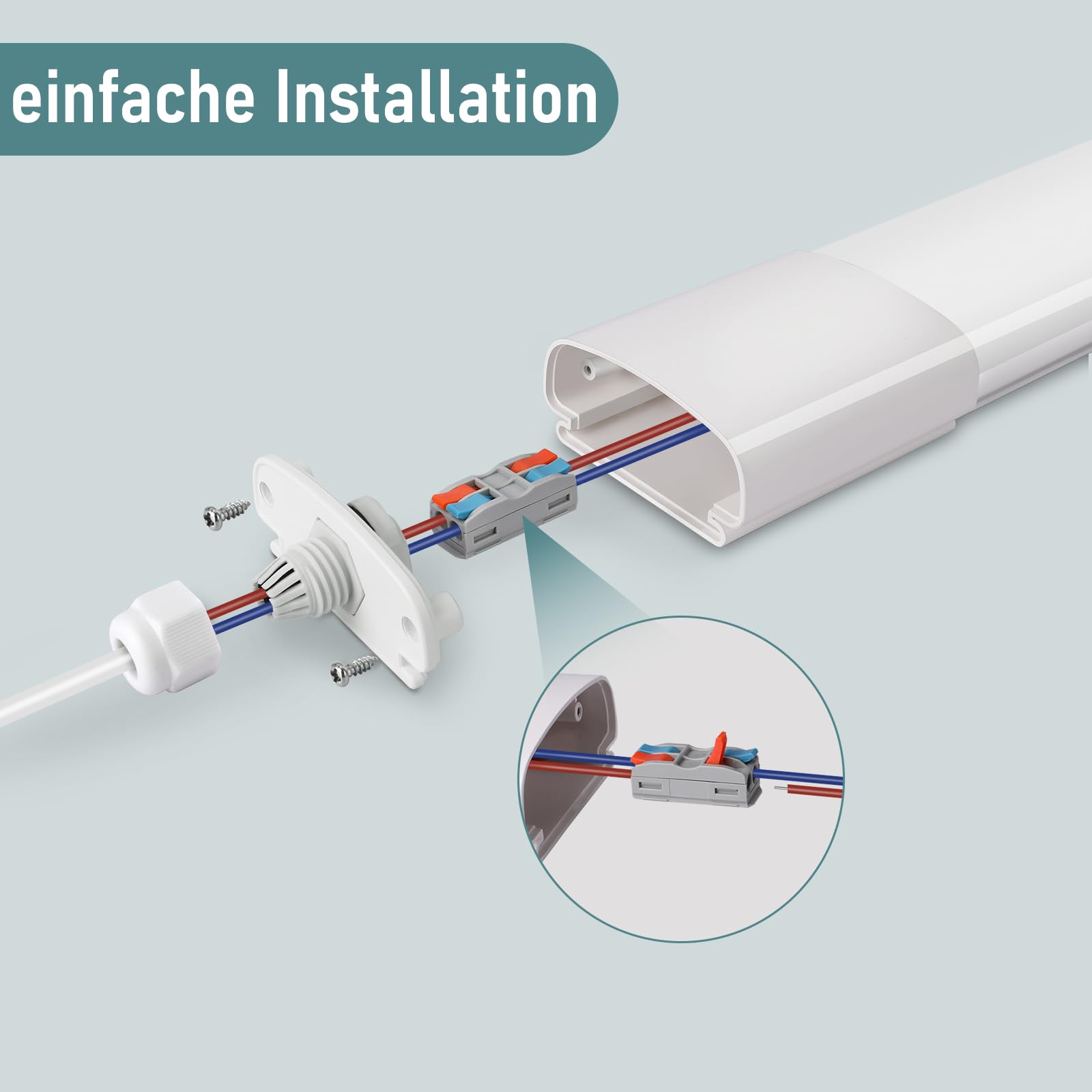 Feuchtraumleuchte LED 120CM, 36W 4000LM LED Deckenleuchte 4000K Neutralweiß, Lampe Feuchtraumlampe IP65, Röhre 120CM als Wannenleuchte, Schlafzimmerlampe, Badezimmer Lampe, Garagenlampe