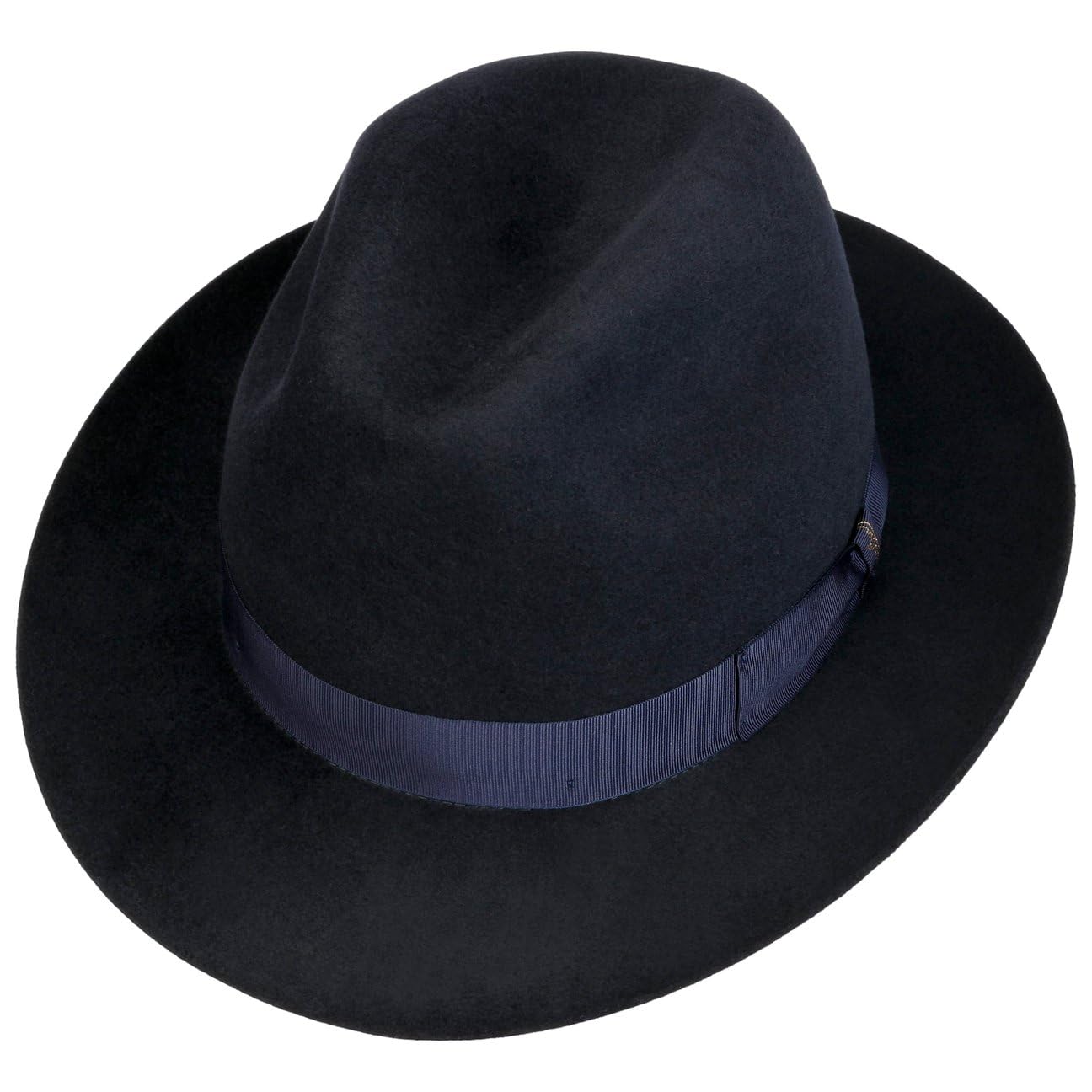 Borsalino Kapelusz z Filcu Sierści MarengoKobiety/Mężczyźni - Made in Italy wełniany filcowy siersci rypsowym paskiem Zima