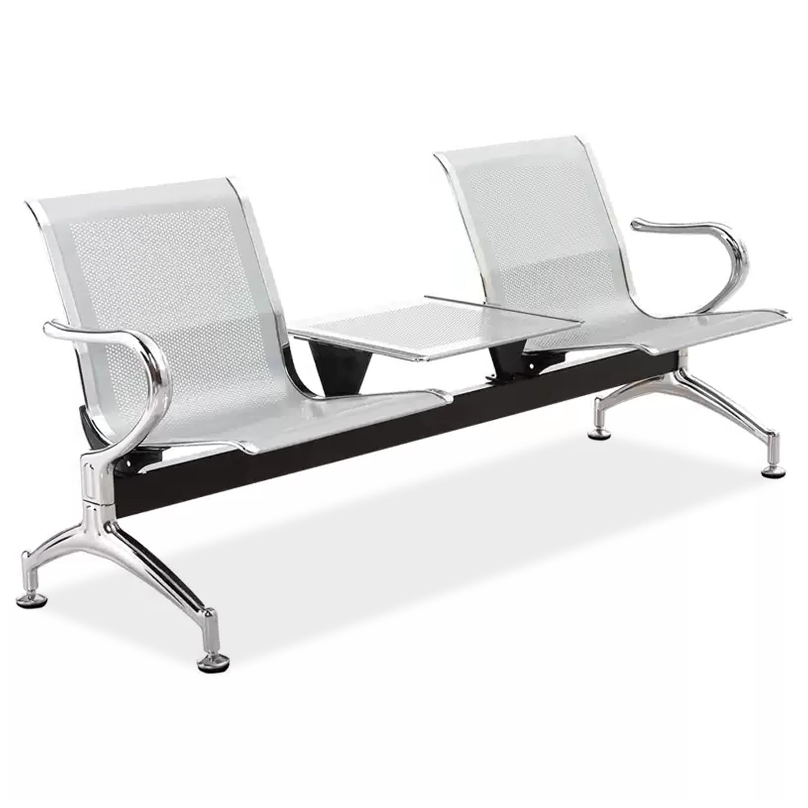 SGKOMN Airport Reception Bench with Table & Arms - Waiting Room Seat for Office, Bank, Hospital, School, Barbershop - Comfortable & Stylish Visitor Seating