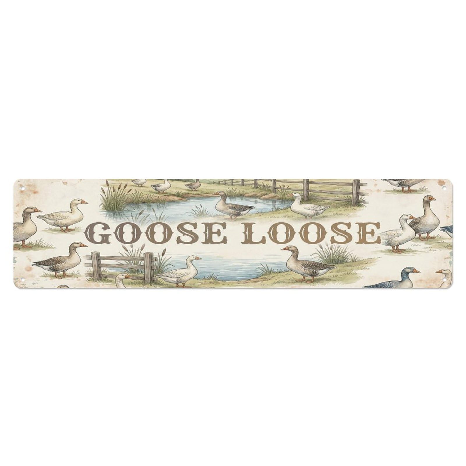 Vintage Pen Hi Goose Farmhouse Funny Goose Backyard Farm Metal Tin Sign Plaque Wall Decor for Cafe, Club, Garden Metal Poster 4x16Inch