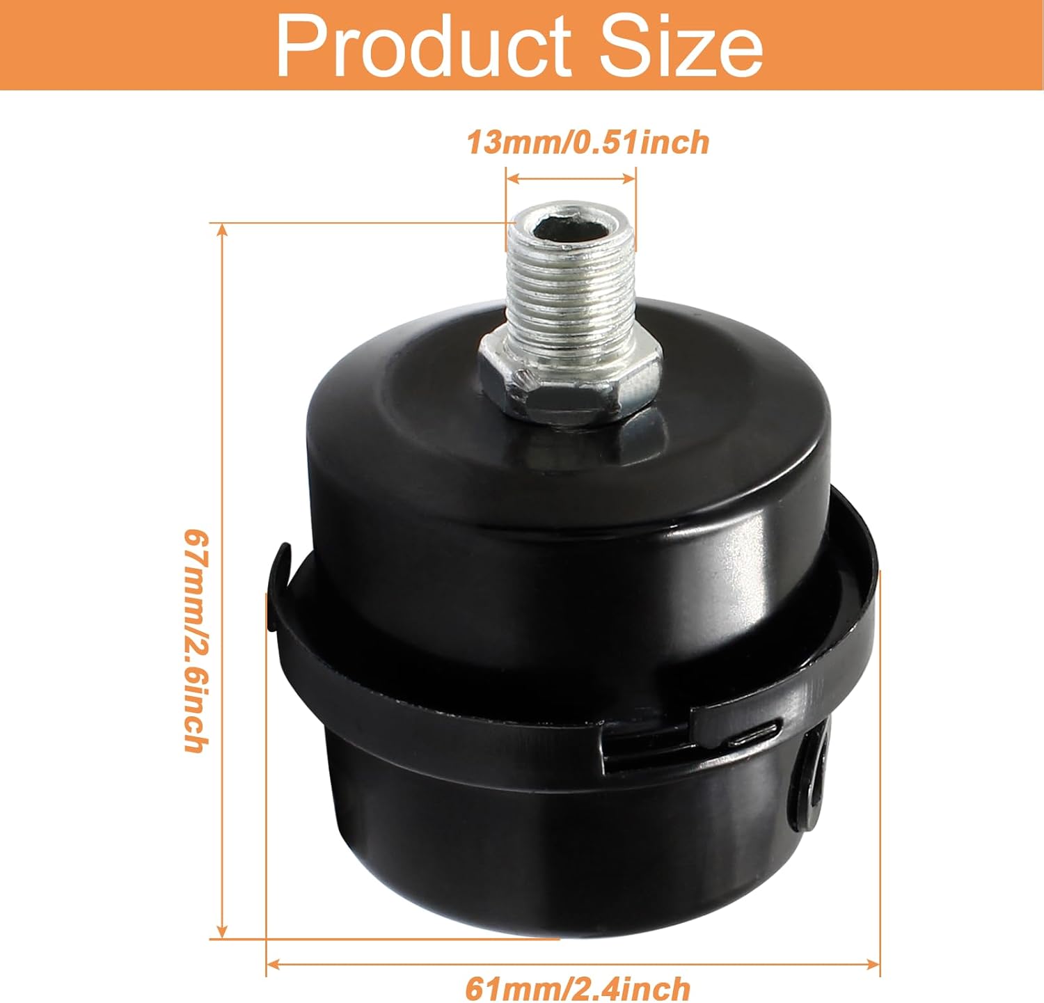 2 Pcs 1/4" Thread Air Compressor Silencer Filter Metal Intake Muffler for Silencer, Filter Air Compressor (1/4" PT 13mm)