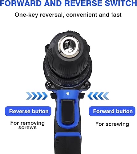 Miniatura 4 de Juego de taladro eléctrico inalámbrico de 21 V, 26 unidades, con pilas, 25+1 martillo de torsión, portabrocas de 3/8 pulgadas, luz LED de 2