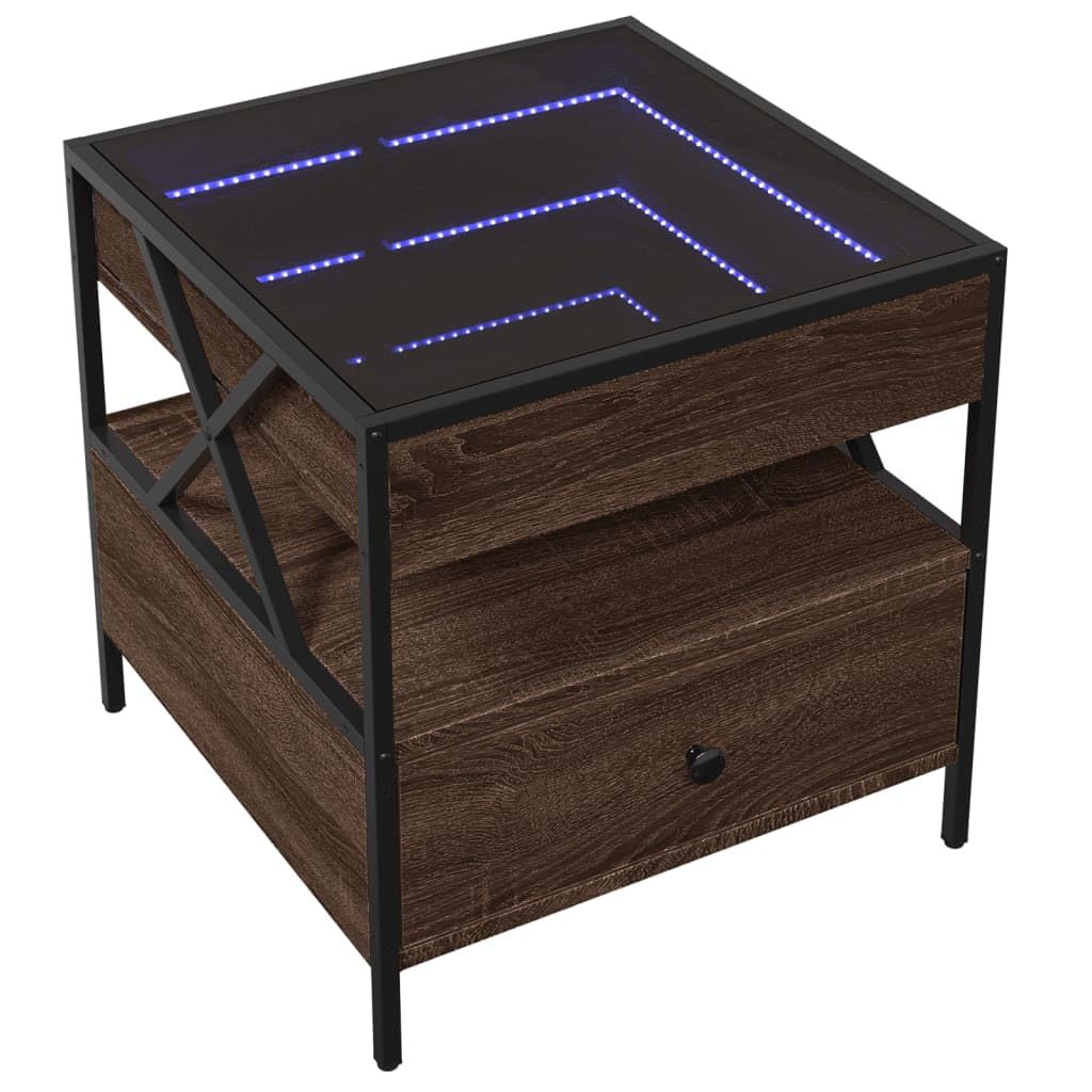 Vidaxl Brown Oak Coffee Table With Infinity Led 50X50x51 Cm
