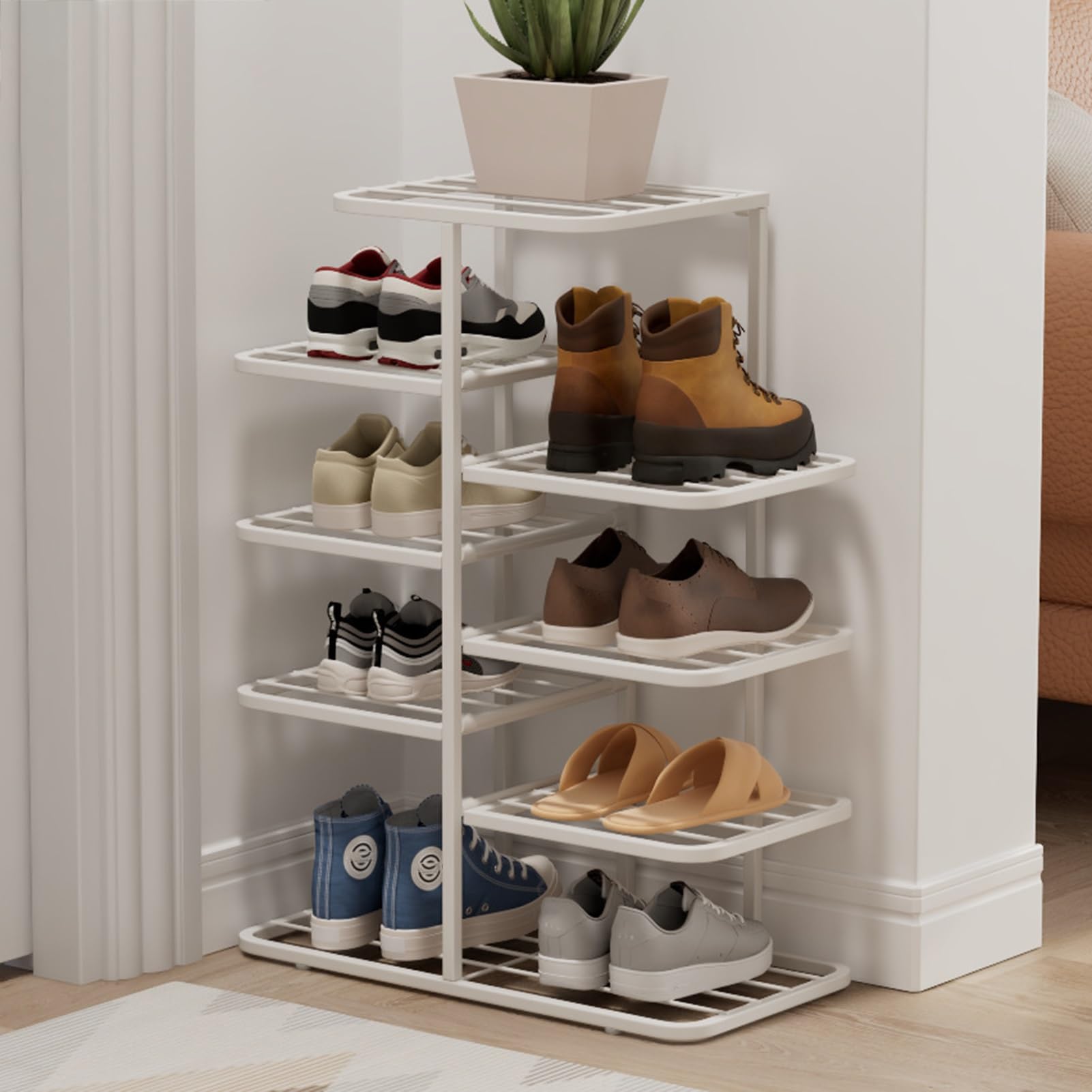 MESCXTY Vertical Shoe Rack, Narrow Space Saving Organizer, Rack Cabinet, Freestanding Shoes Organizer for Entryway, Hallway(White,49x65cm/19.3x25.6in)
