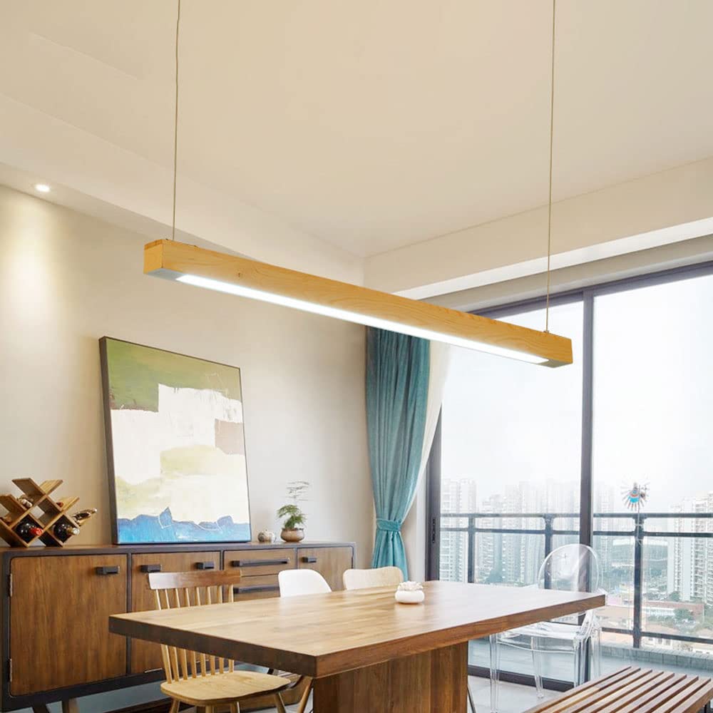 Moderno Lampada a Sospensione Lineare in Legno A LED per Cucina Fattoria Rustica A Soffitto Lunga Lineare A Sospensione per Ufficio per Mercato Garage Tavolo da Pranzo