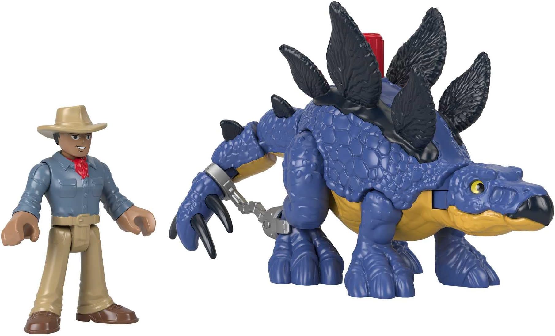 Fisher-Price Imaginext Jurassic World Dominion Stegosaurus Dinosaur & Dr. Alan Grant, 3-Piece Poseable Figure Set for Preschool Kids Ages 3 and Up